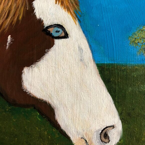 Original art painting on canvase horse head 12" x 12" signed wall art - Picture 4 of 7